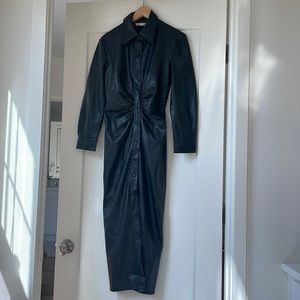 Zara black leather long dress size S brand new (with tag on)